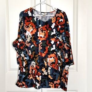 Christopher & Banks Colorful Camouflage Print Blouse